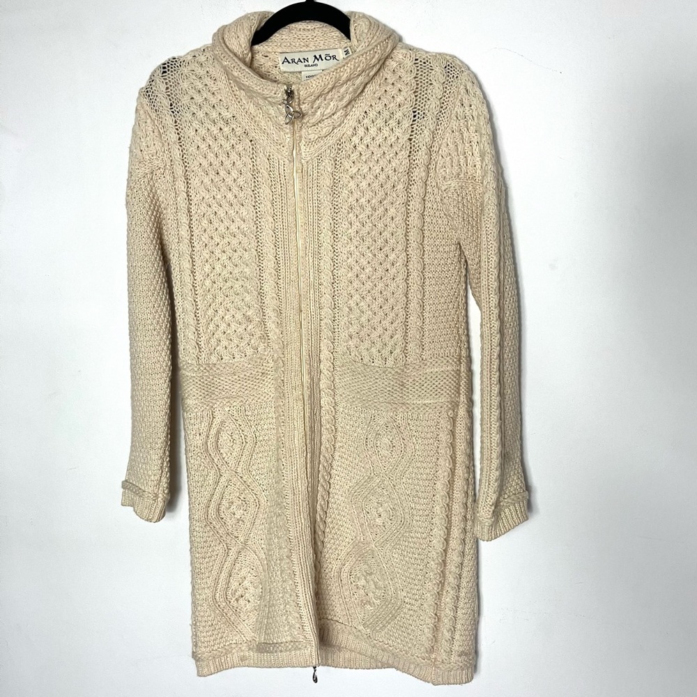 Aran Crafts Beige Women's Knit Cardigan